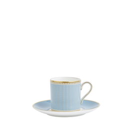 Wedgwood Helia Taza de café 75 ml con plato Decorada a mano con oro 22K